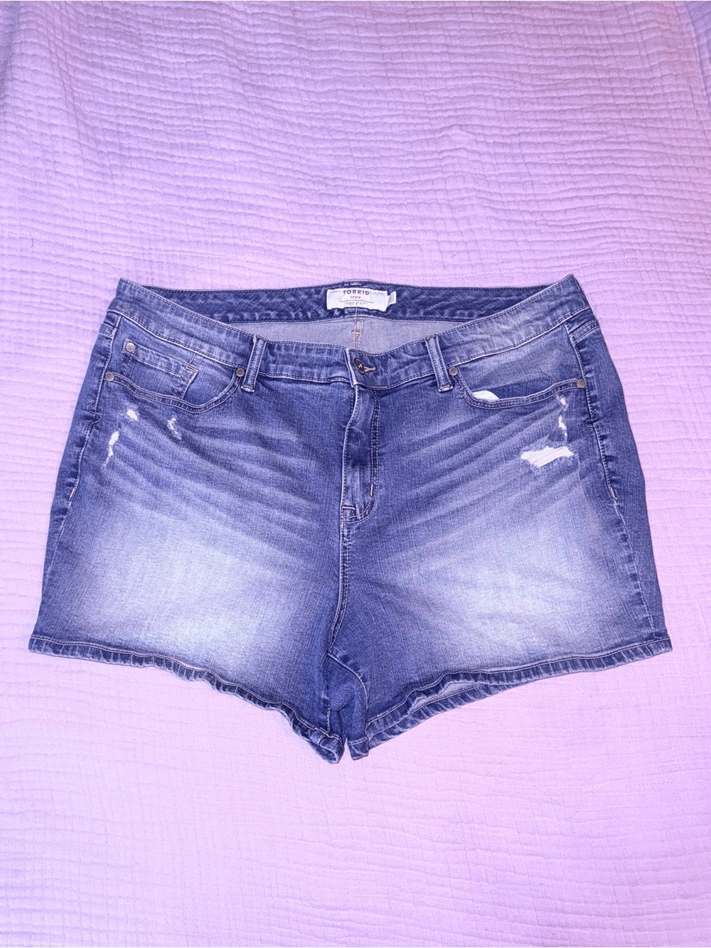 torrid Faded Blue Distressed Jean Shorts